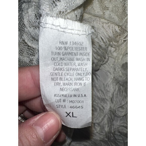 Mauve Lace Crocheted 3/4‎ Sleeve Size XL Fringed Bottom Open Front Cover-up - Picture 5 of 7